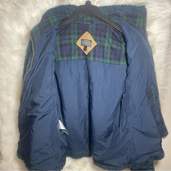Pendleton Women Fuzzy Full Zip Sherpa Coat Jacket Sz Large - Picture 8 of 12